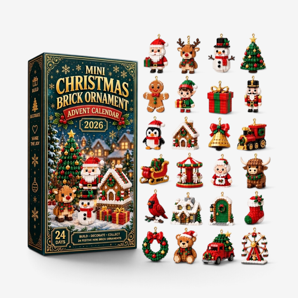 24-day Christmas advent calendar with colourful mini brick ornaments