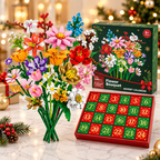 Colourful flower bouquet advent calendar with 24 numbered compartments