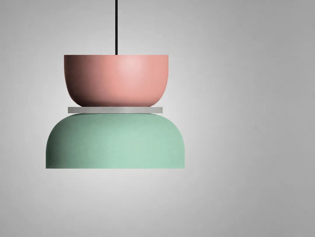 Stackova - Layered Colourful Pendant Ceiling Light Fixture - Medium Pink & Green