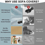Light blue waterproof sofa cover draped over a sofa