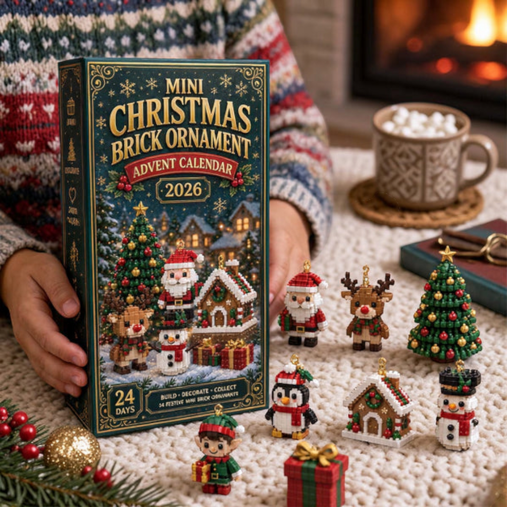 24-day Christmas advent calendar with colourful mini brick ornaments