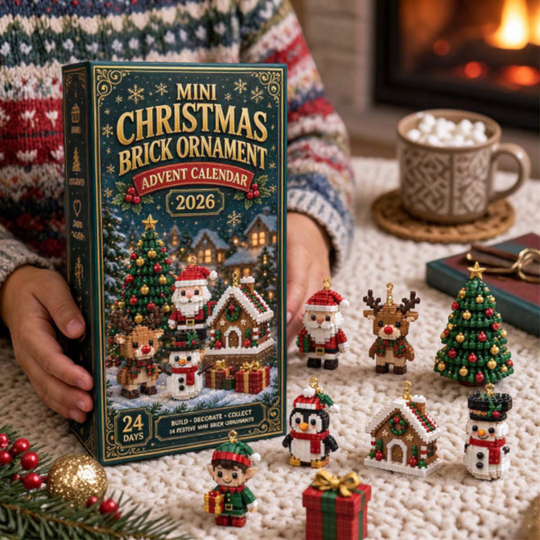 24-day Christmas advent calendar with colourful mini brick ornaments