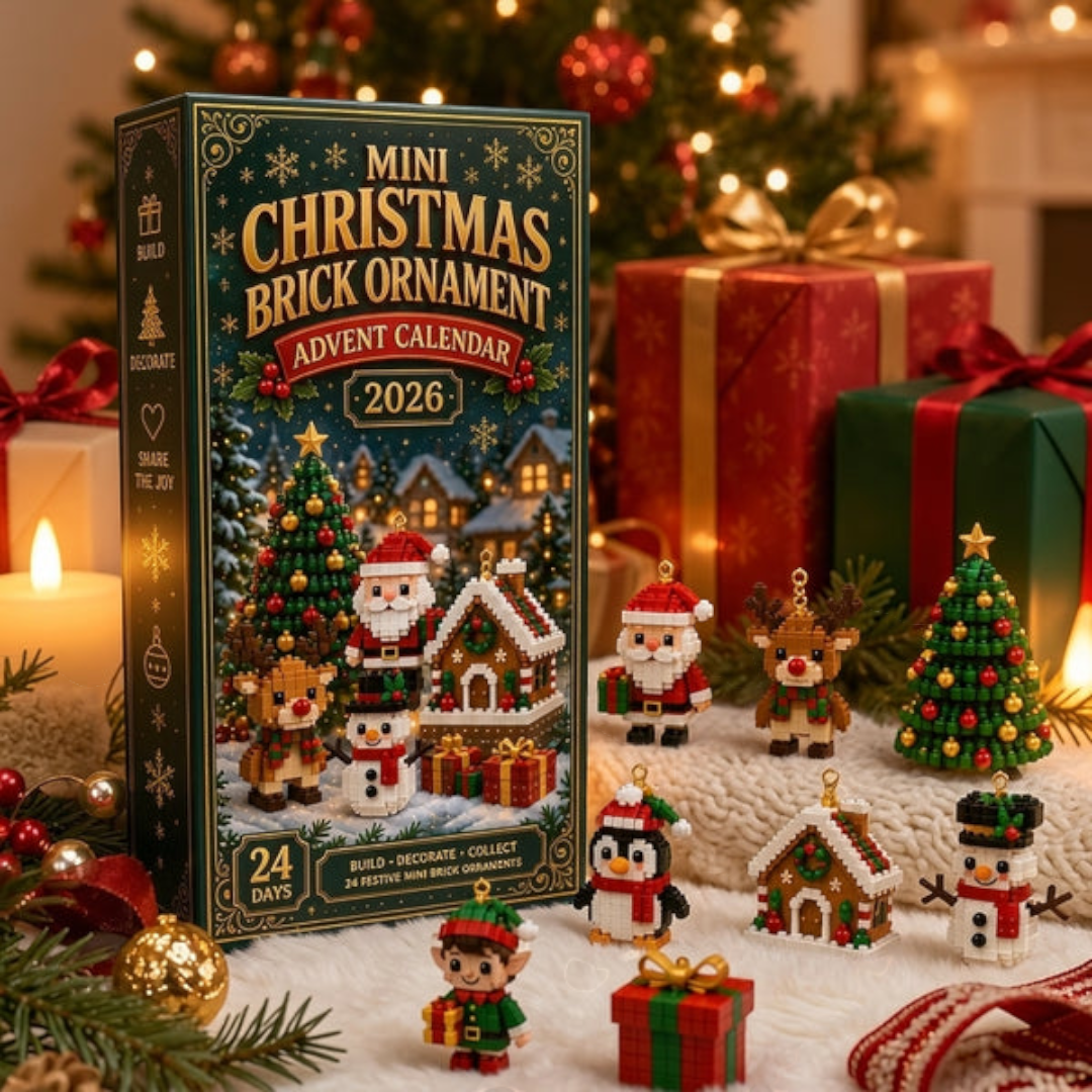 24-day Christmas advent calendar with colourful mini brick ornaments