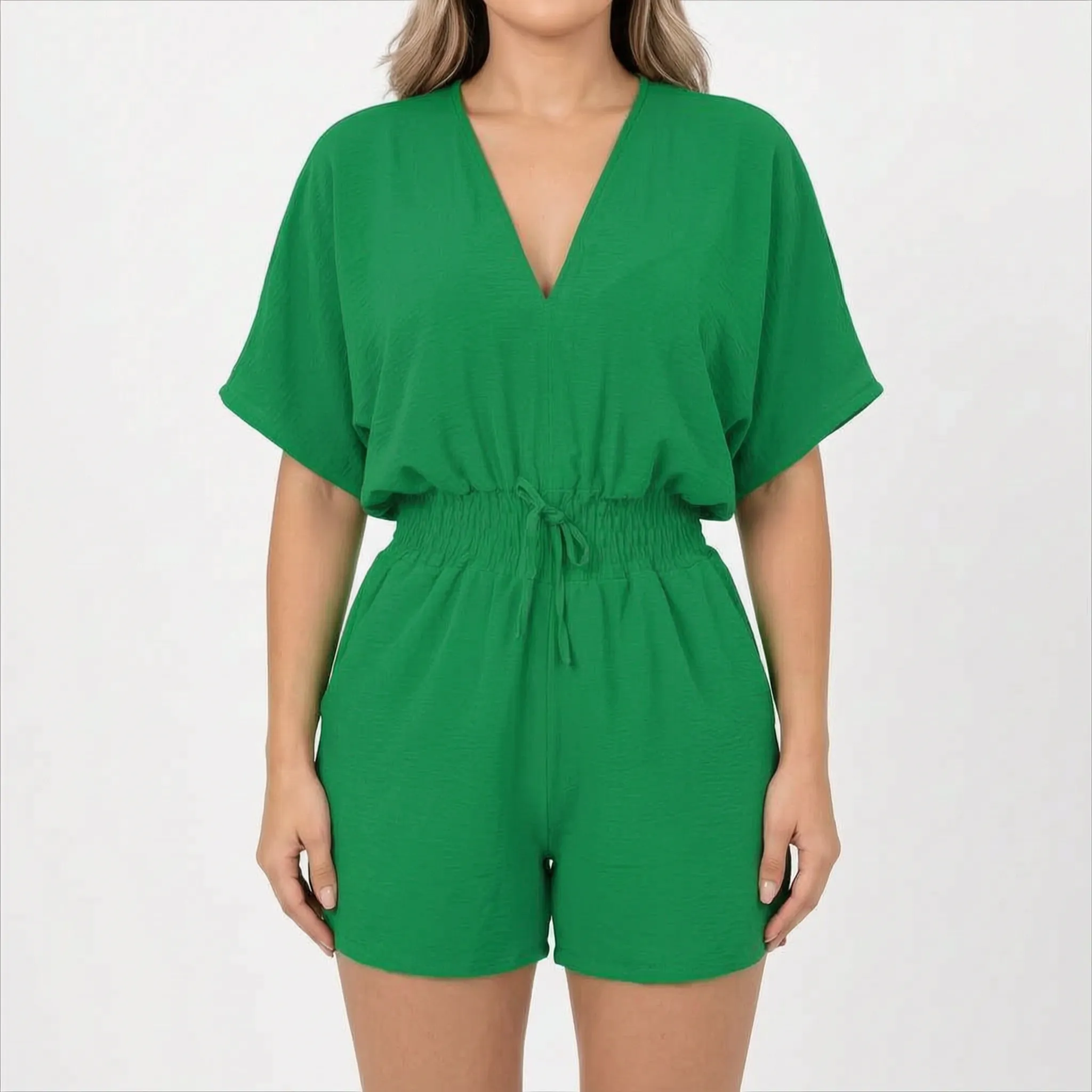 Arlisa  - Casual Short-Sleeved V-Neck Summer Romper Weekend Socialising