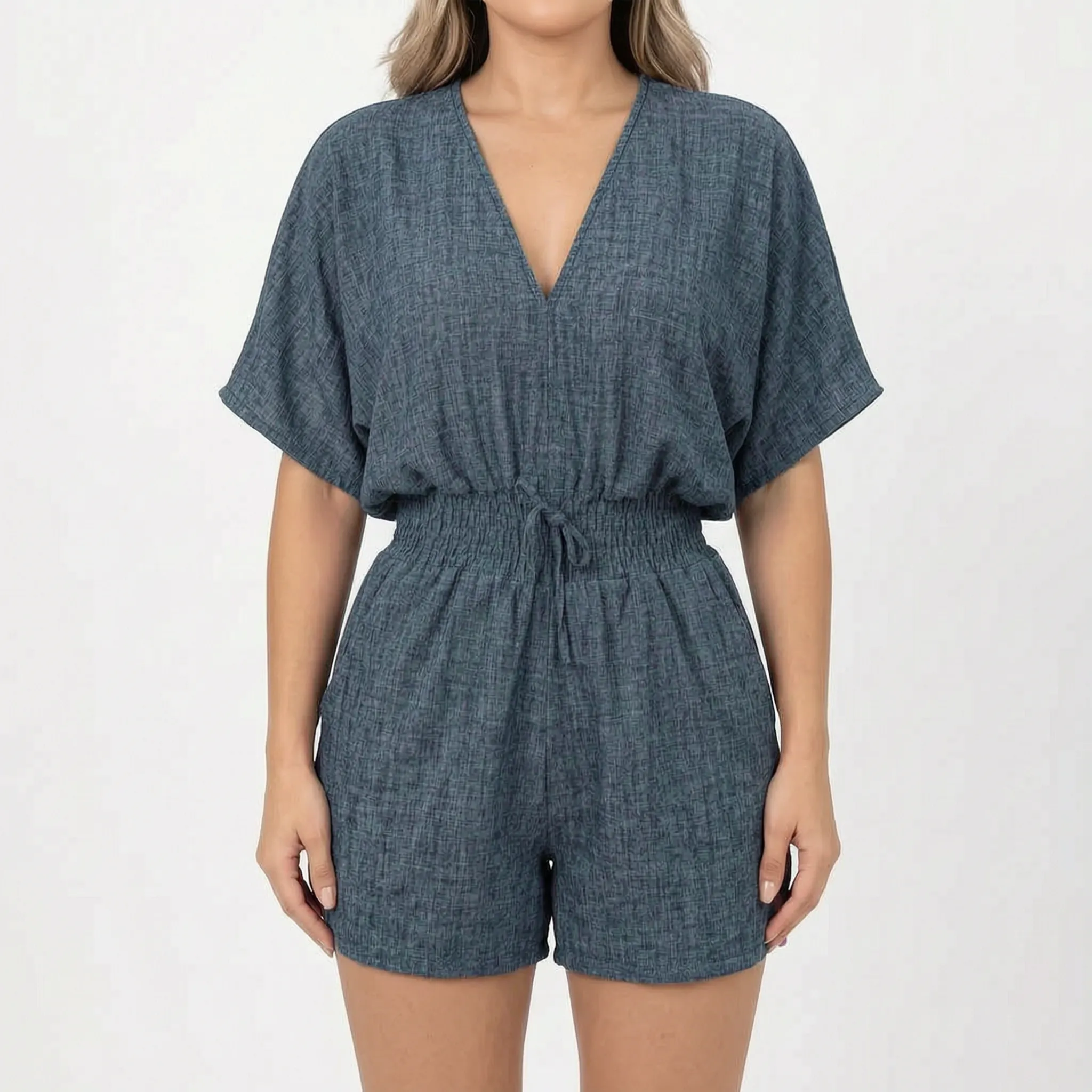 Arlisa  - Casual Short-Sleeved V-Neck Summer Romper Weekend Socialising