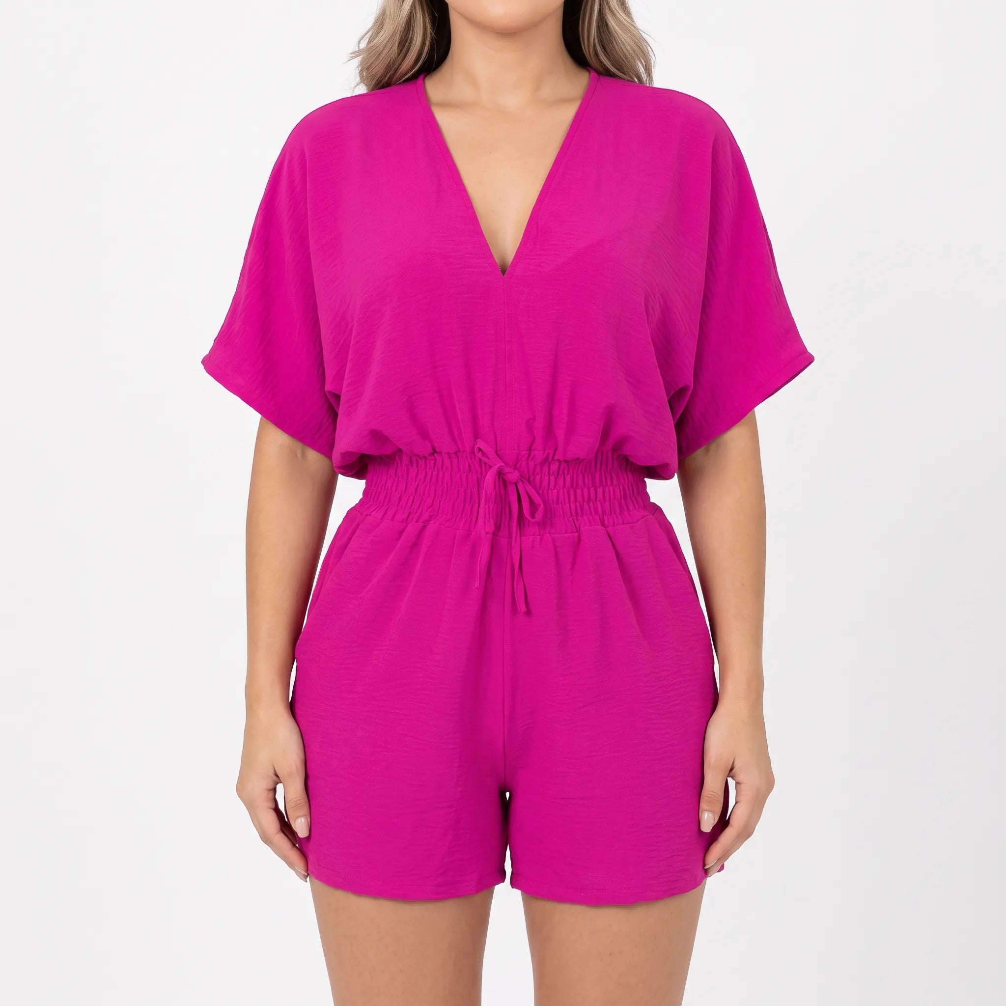 Arlisa  - Casual Short-Sleeved V-Neck Summer Romper Weekend Socialising