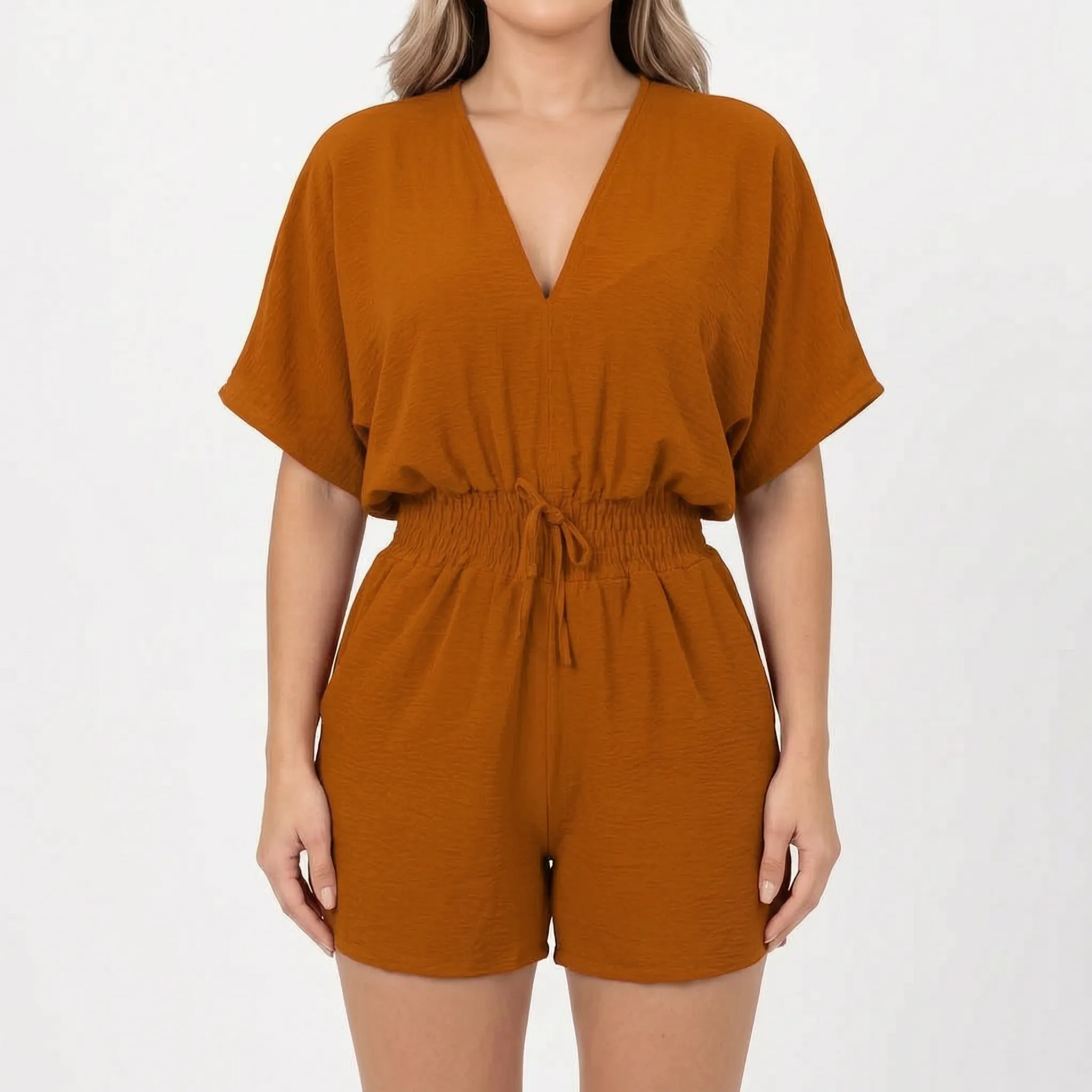Arlisa  - Casual Short-Sleeved V-Neck Summer Romper Weekend Socialising