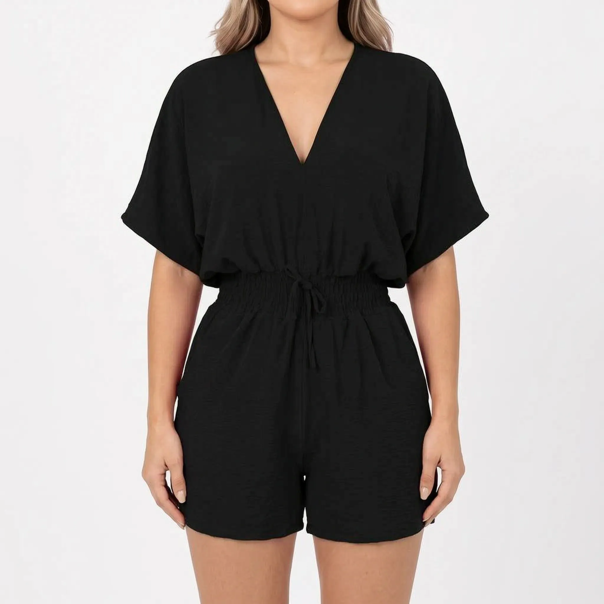 Arlisa  - Casual Short-Sleeved V-Neck Summer Romper Weekend Socialising