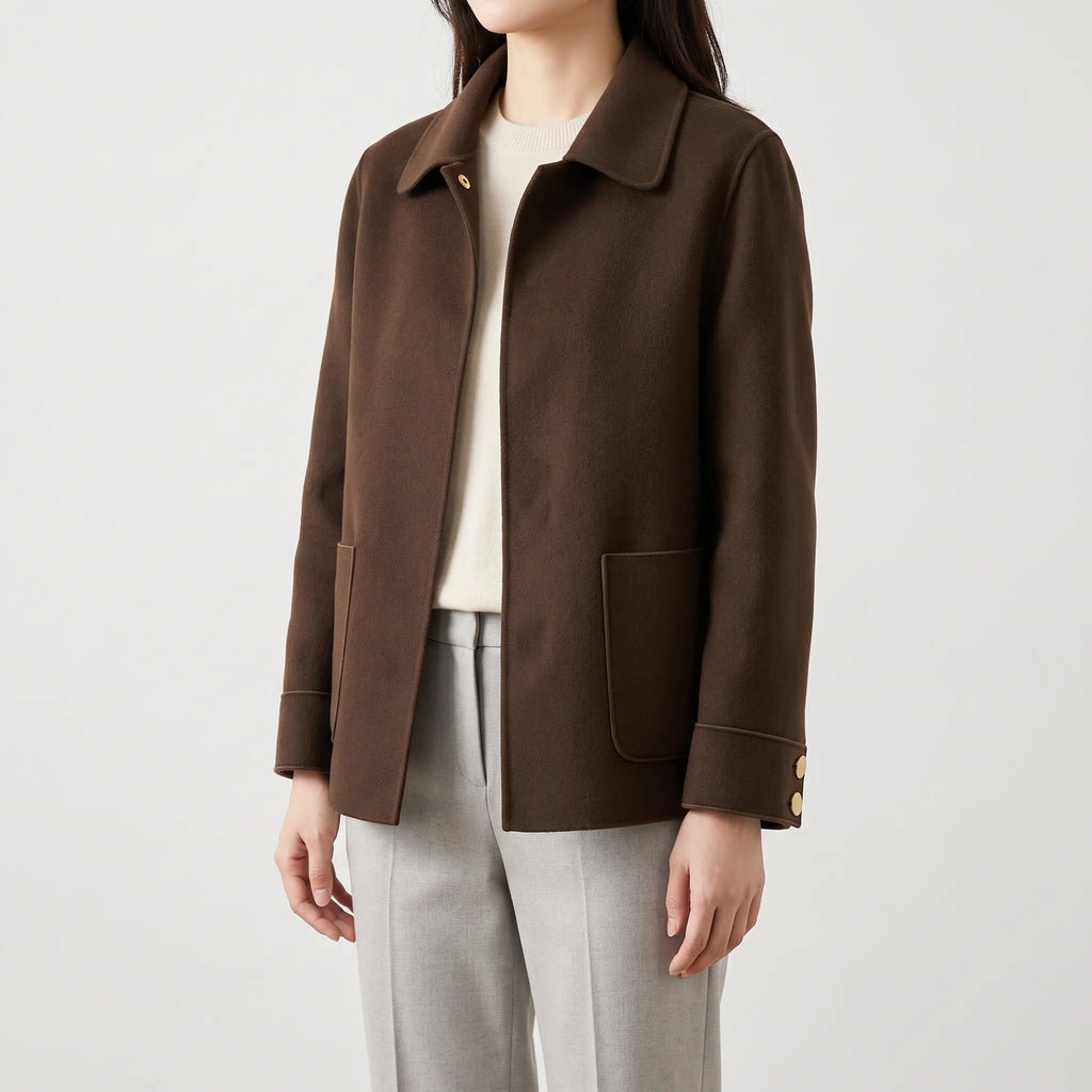 Avelis  - Short Button-Front Coat Daily Commuting