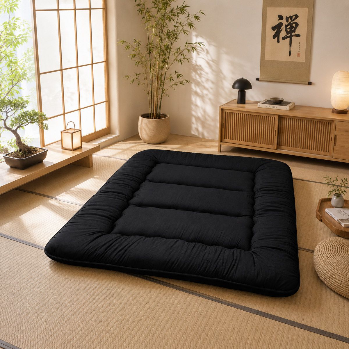 Padded foldable Japanese-style floor futon mattress