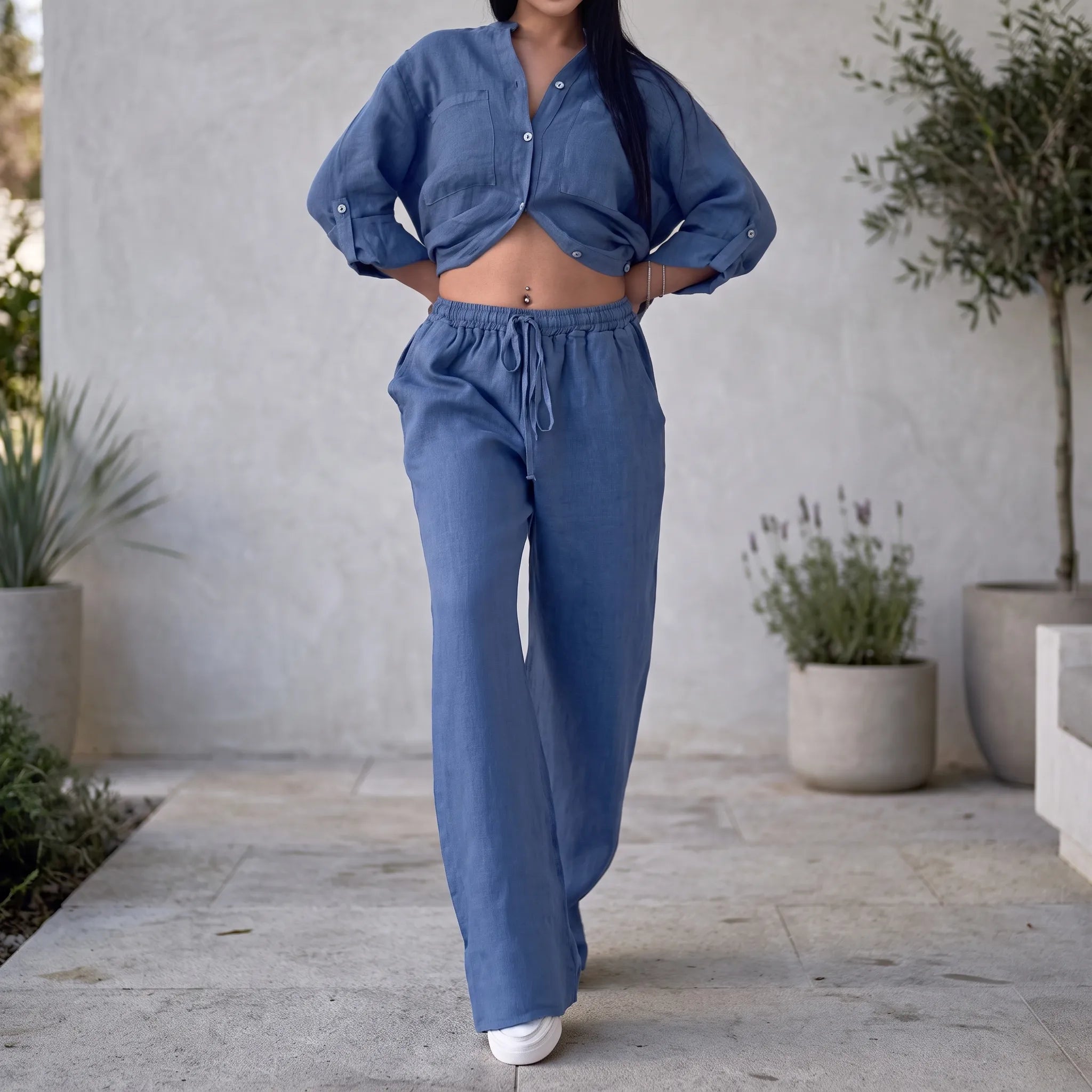 Breezet  - Casual Relaxed Two-Piece Lounge Set Casual Weekend Wear