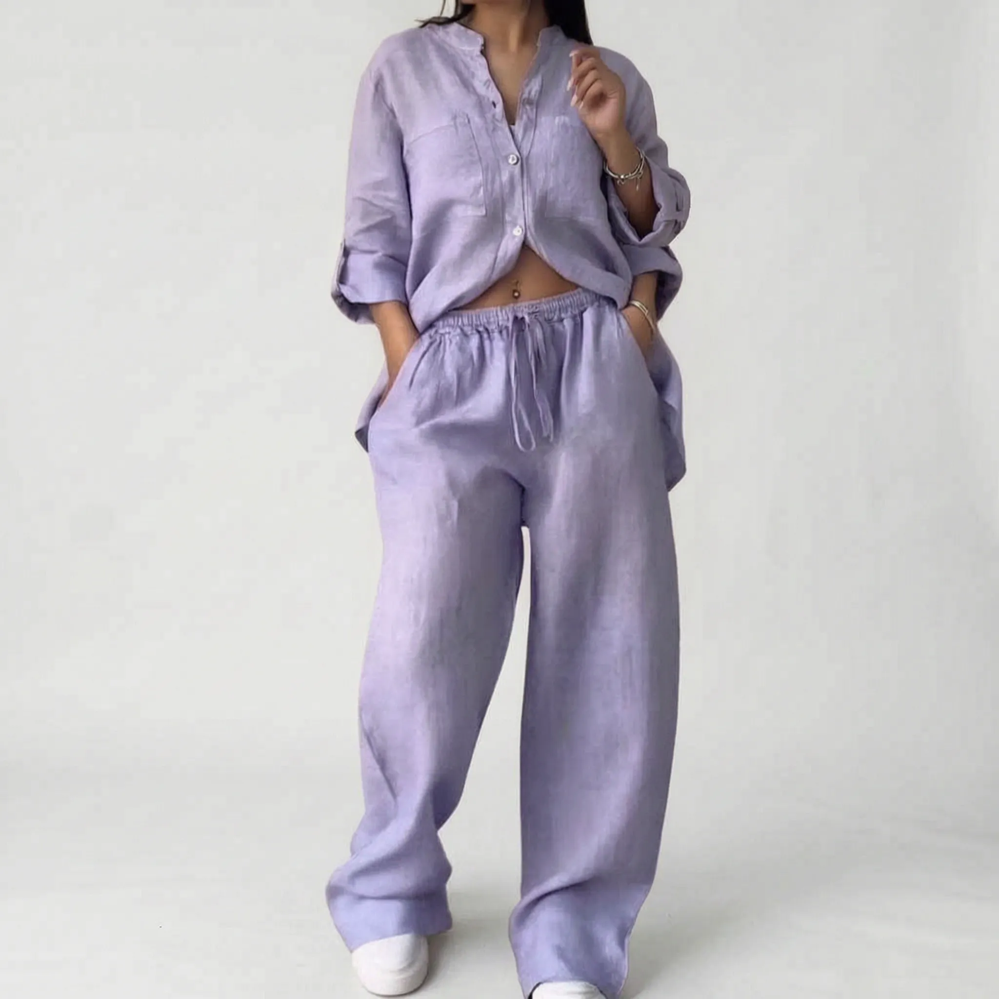 Breezet  - Casual Relaxed Two-Piece Lounge Set Casual Weekend Wear