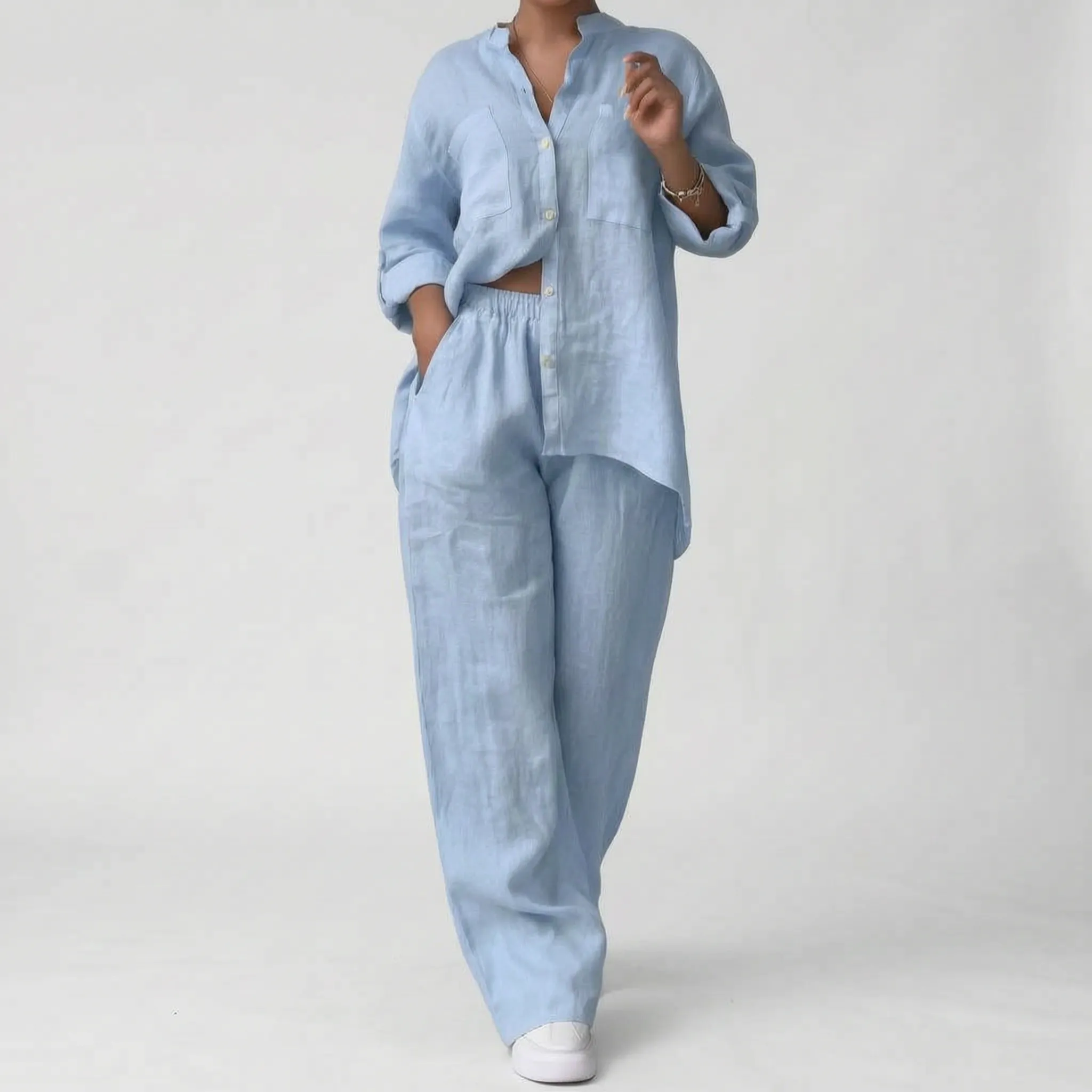 Breezet  - Casual Relaxed Two-Piece Lounge Set Casual Weekend Wear