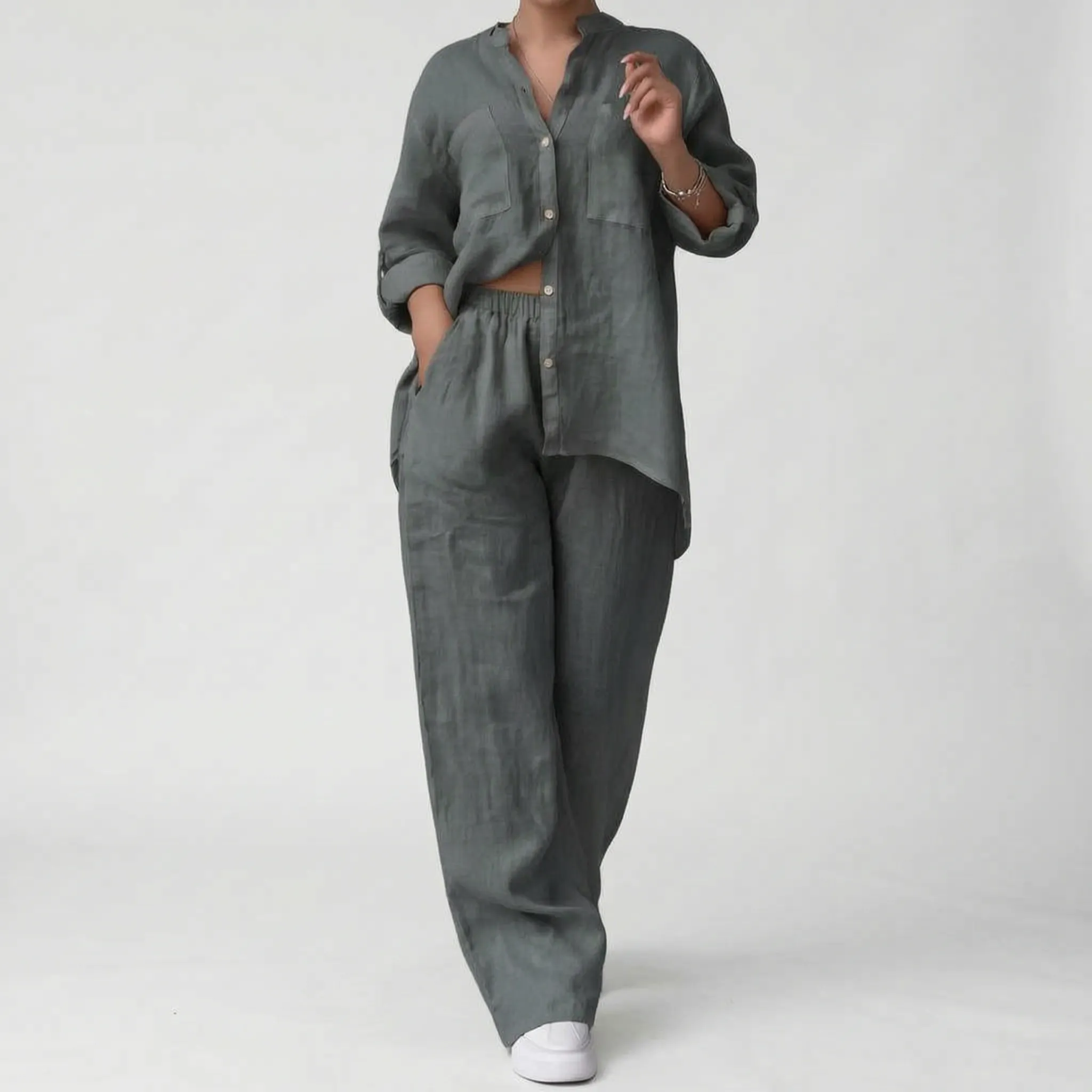 Breezet  - Casual Relaxed Two-Piece Lounge Set Casual Weekend Wear