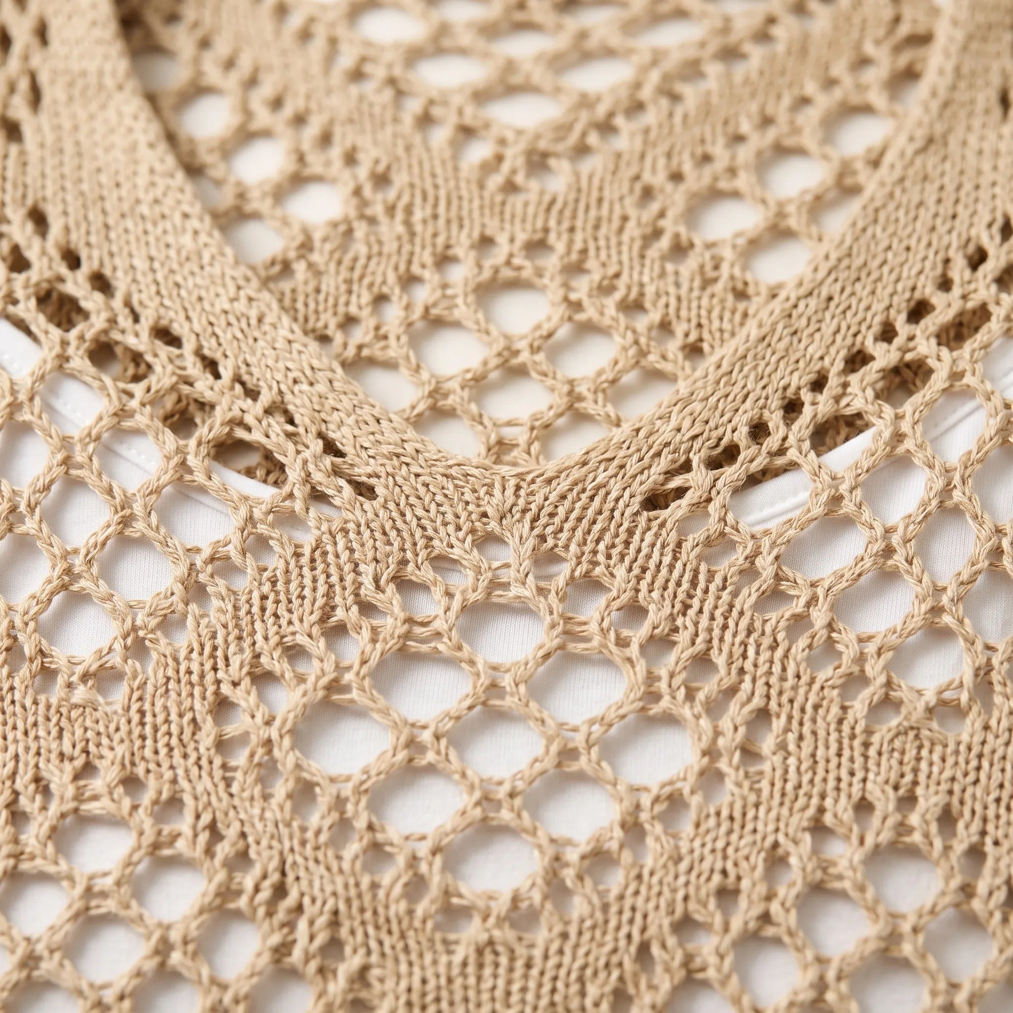 Breezlyn  - Open-Knit Geometric Summer Top Beach Cover-Ups