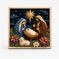 Framed 3D fabric religious wall art with raised nativity scene