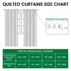 Quilted curtains with a detailed green forest tree design and grommet top