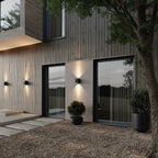 Geometric LED wall lamp with motion sensor and up-and-down lighting