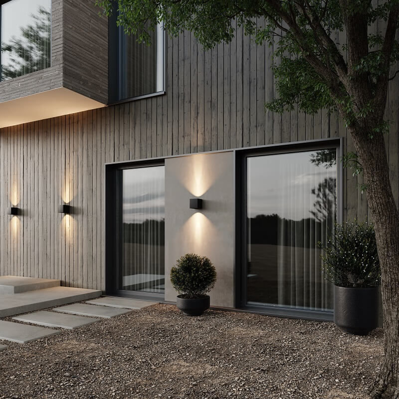 Geometric LED wall lamp with motion sensor and up-and-down lighting