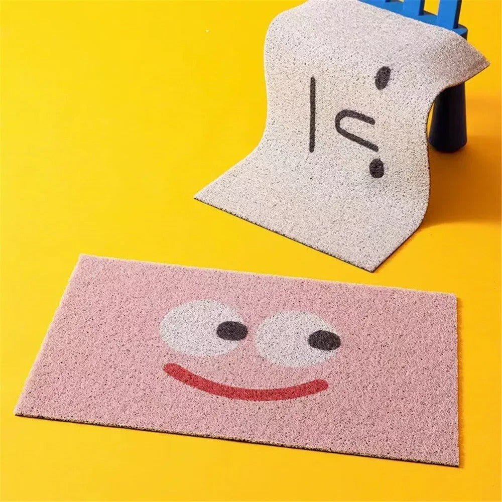 Orange rectangular emoji face welcome doormat