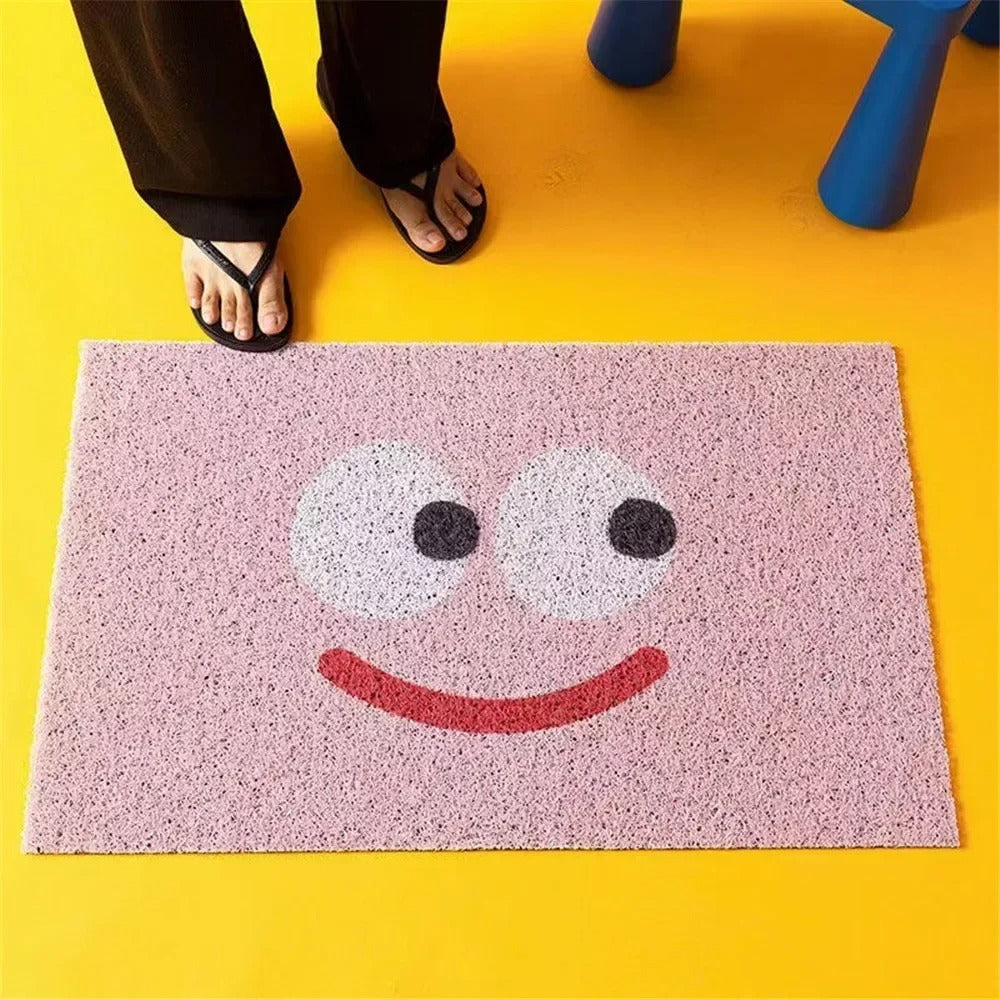 Orange rectangular emoji face welcome doormat
