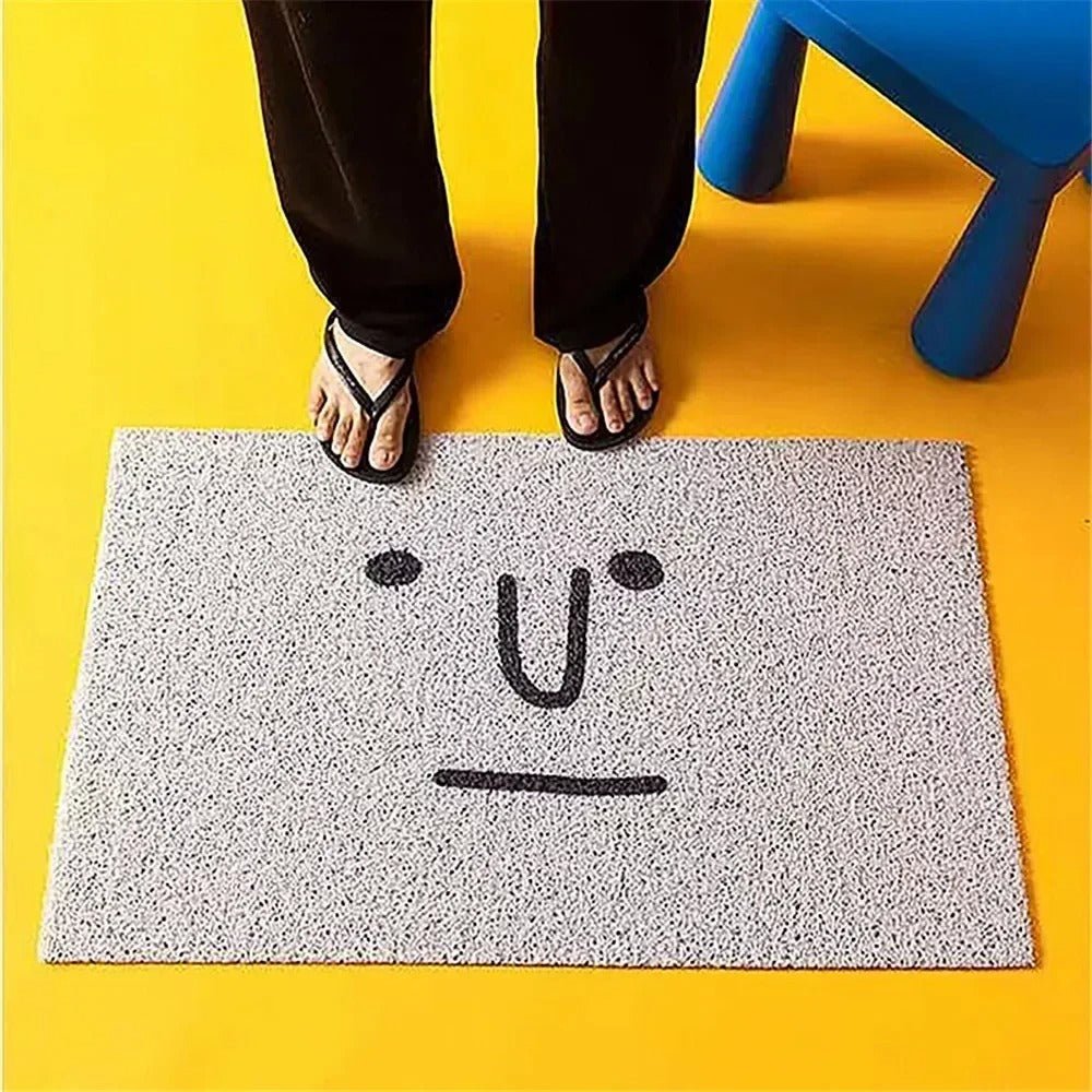 Orange rectangular emoji face welcome doormat