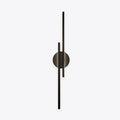 Linear metal wall sconce with round backplate