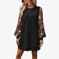 Fleurise  - Embroidered Bishop Sleeve Shift Dress Evening Dinners