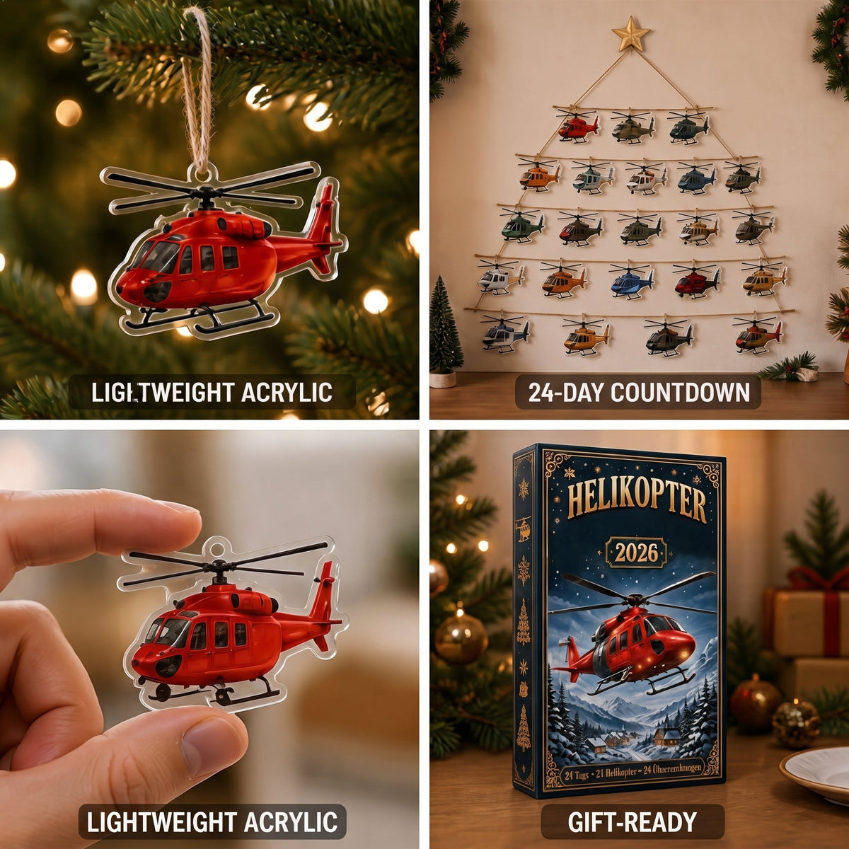 Aircraft-themed 24-day advent calendar box with illustrated aviation artwork