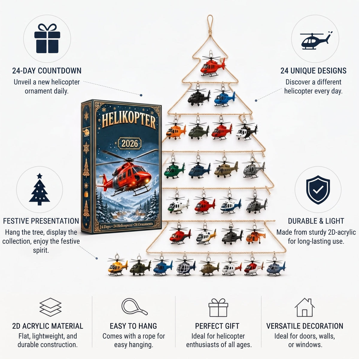 Aircraft-themed 24-day advent calendar box with illustrated aviation artwork