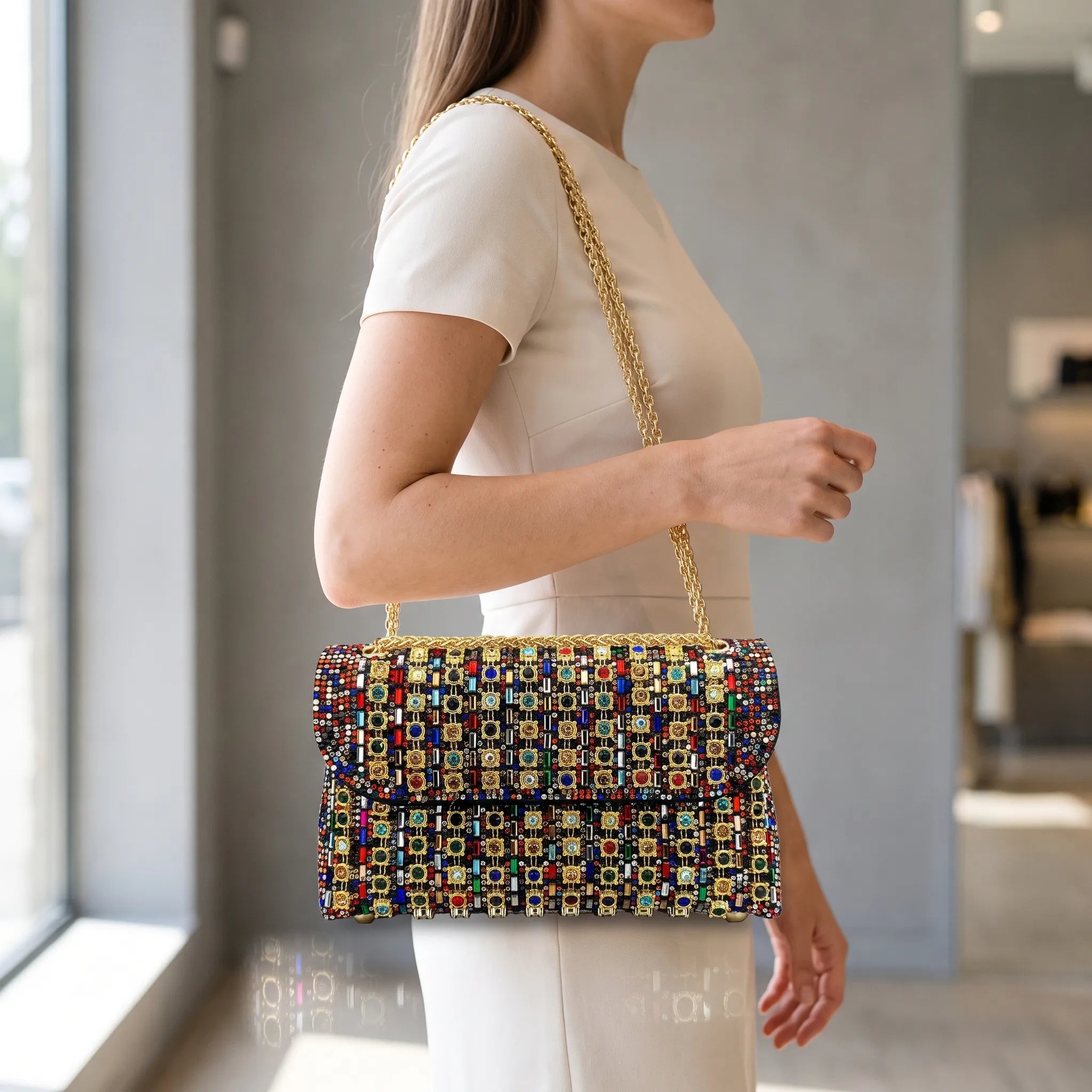 Glimmera  - Embellished Flap Shoulder Bag Evening Events