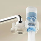 White kitchen tap soap dispenser with sponge holder and flexible hose