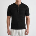 Knitare  - Short-Sleeved Textured Henley Shirt Weekend City Breaks