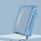 Handheld LED reading magnifier with illuminated rectangular lens and round lens