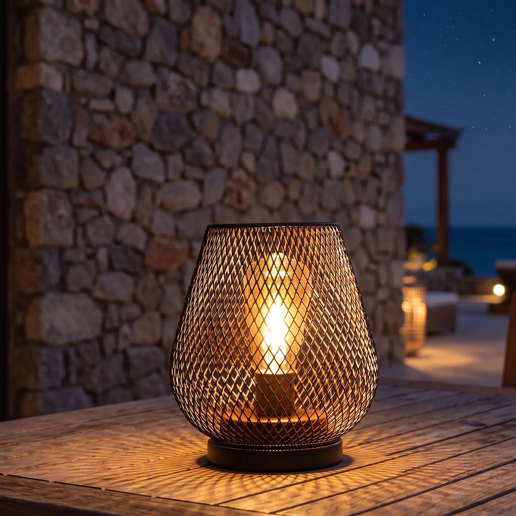 Nethalo  - Industrial Mesh Cordless Table Lamp Outdoor Patio Illumination