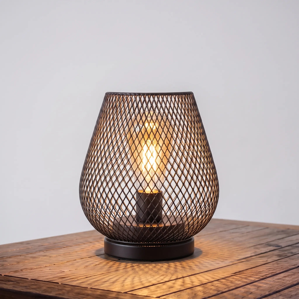 Nethalo  - Industrial Mesh Cordless Table Lamp Outdoor Patio Illumination