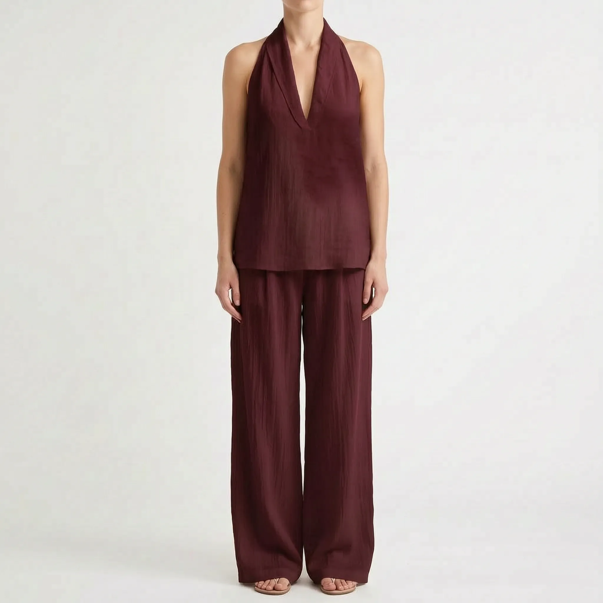 Novarix  - Sleeveless Halter 2-Piece Set Casual Holiday Wear