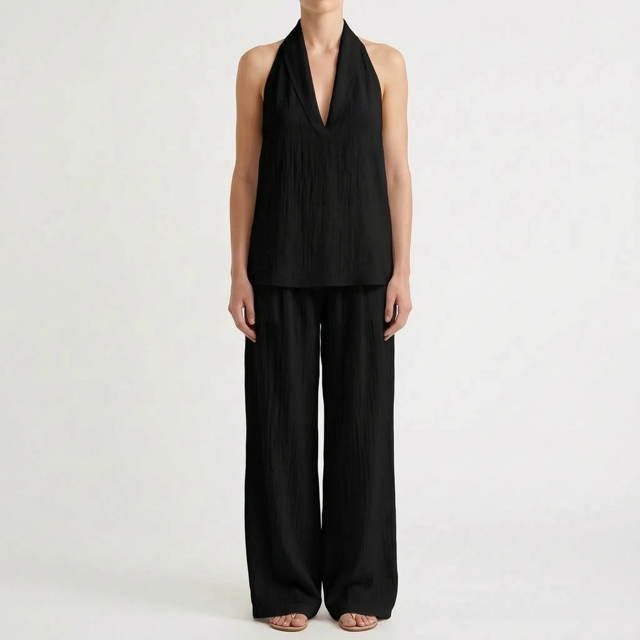 Novarix  - Sleeveless Halter 2-Piece Set Casual Holiday Wear