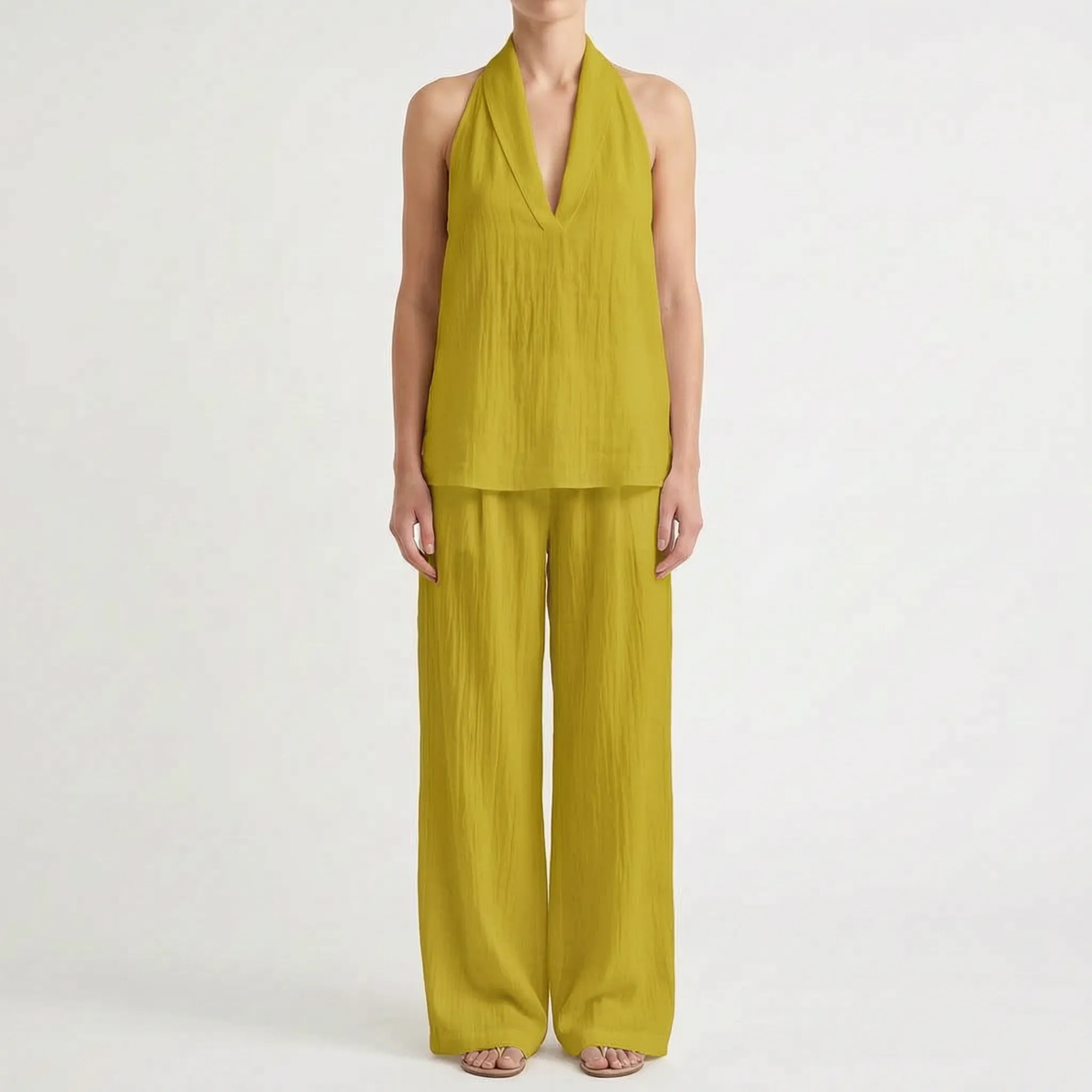 Novarix  - Sleeveless Halter 2-Piece Set Casual Holiday Wear