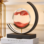 Decorative circular table lamp with sand art display and illuminated frame