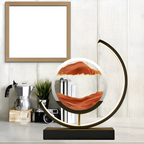 Decorative circular table lamp with sand art display and illuminated frame