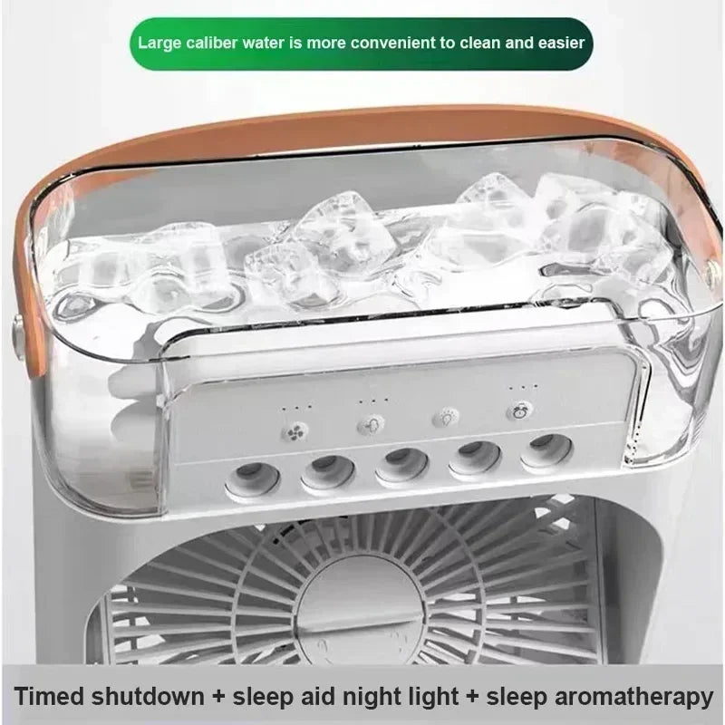 Ventilateur Humidificateur Portable 3-en-1 avec LED