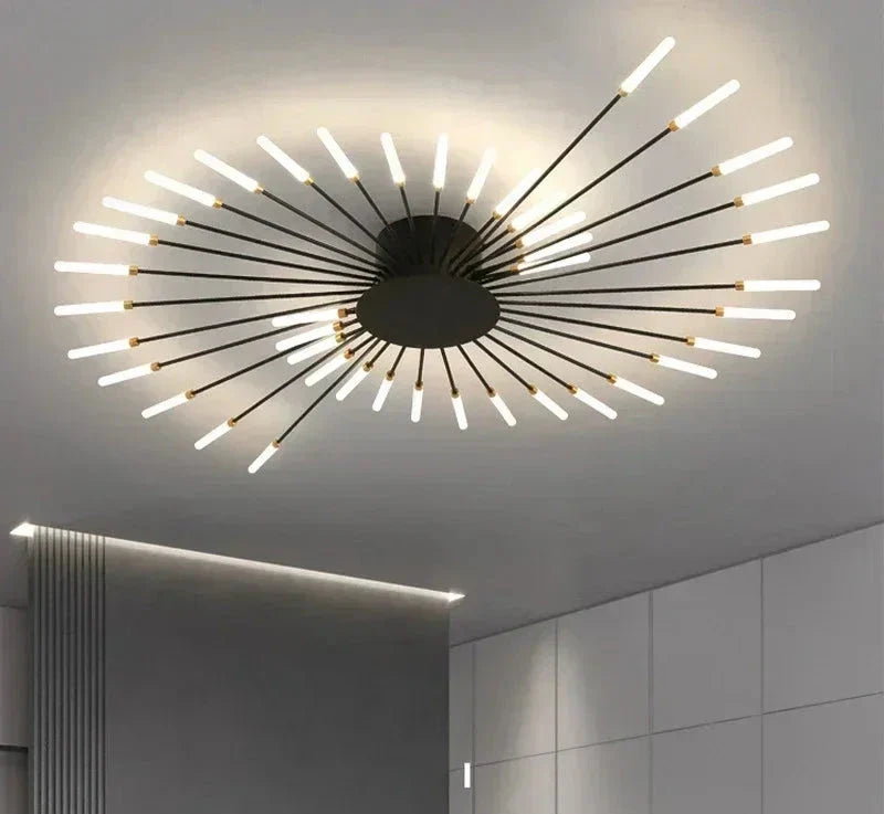 Modern radial LED ceiling light with multiple linear light bars