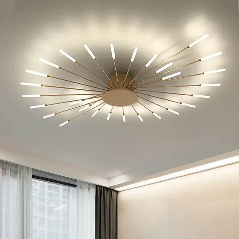 Modern radial LED ceiling light with multiple linear light bars