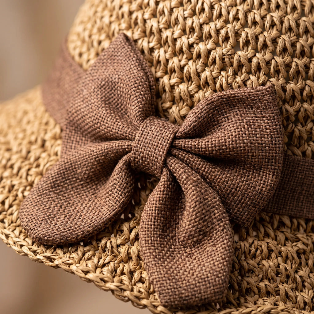 Sombrea  - Woven Texture Retro Sun Hat Sunny Day Outings