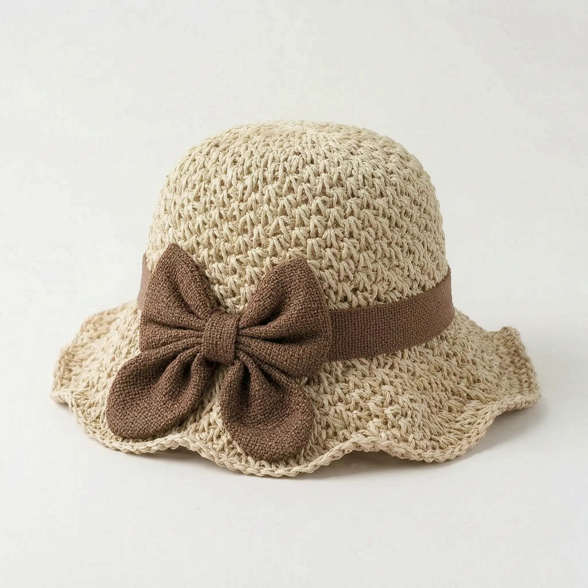 Sombrea  - Woven Texture Retro Sun Hat Sunny Day Outings