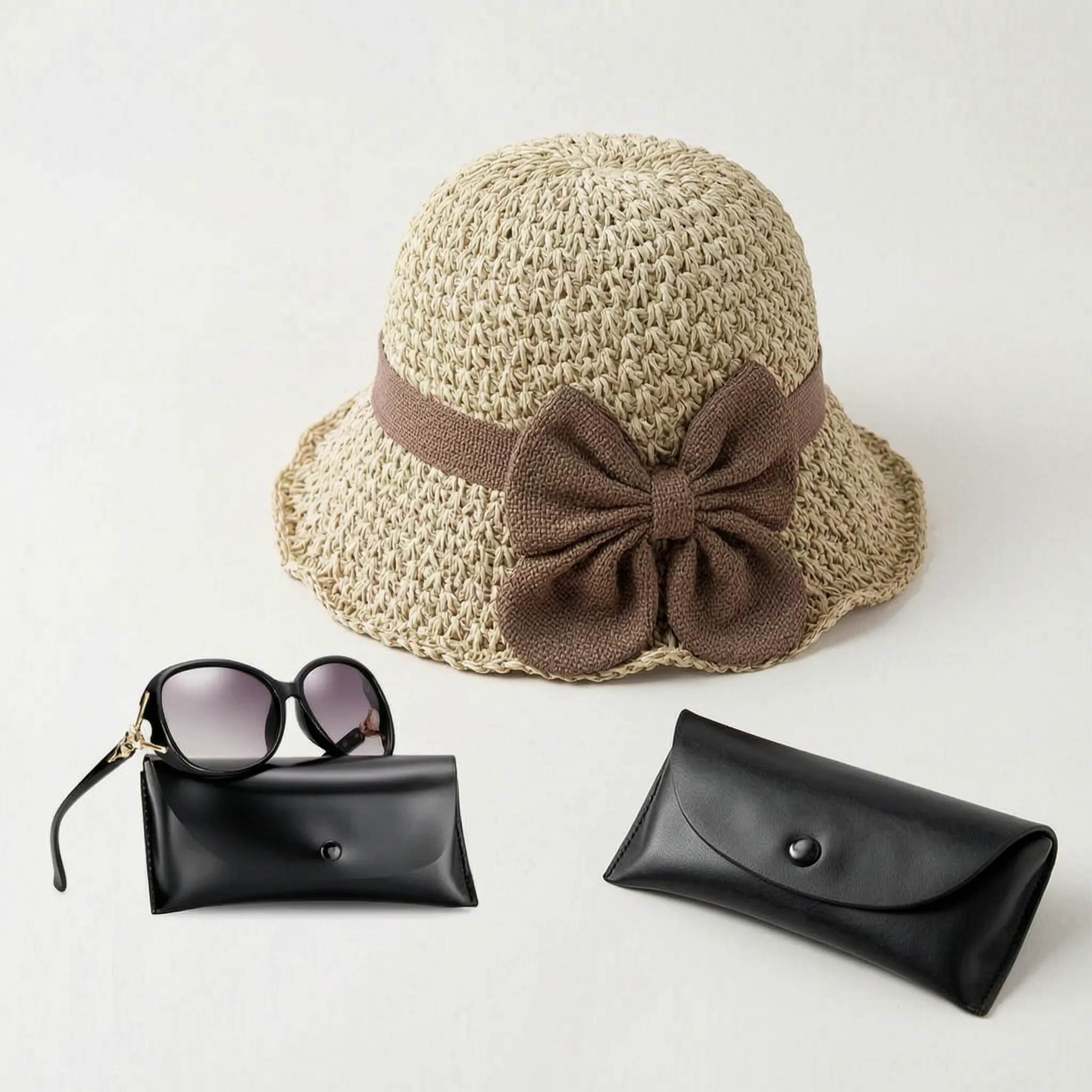 Sombrea  - Woven Texture Retro Sun Hat Sunny Day Outings