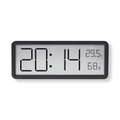 Rectangular digital wall clock displaying time, temperature and humidity