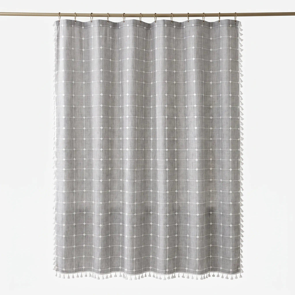 Tassela  - Bohemian Style Woven Textile Shower Curtain Concealing The Shower