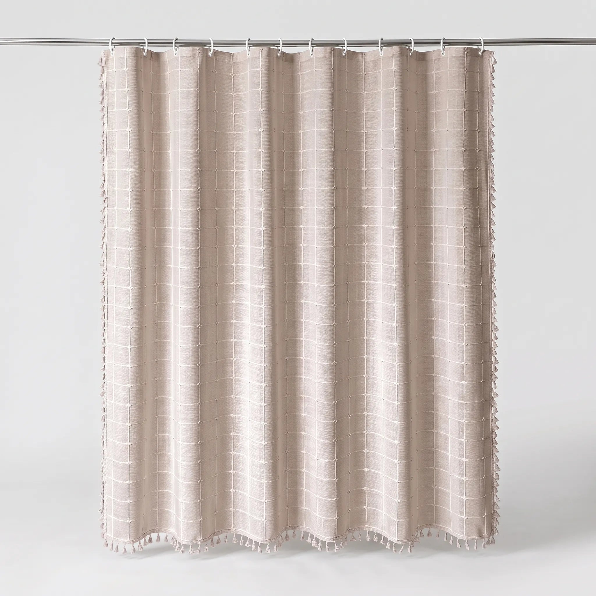 Tassela  - Bohemian Style Woven Textile Shower Curtain Concealing The Shower